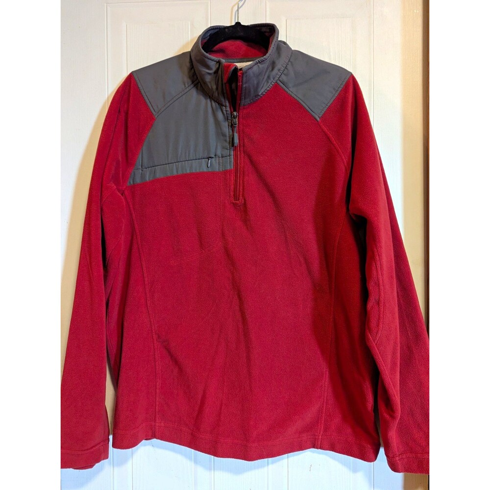 North End Men's Red/Gray Colorblock 1/4 Zip Mock Neck Fleece Sweatshirt M Maroon